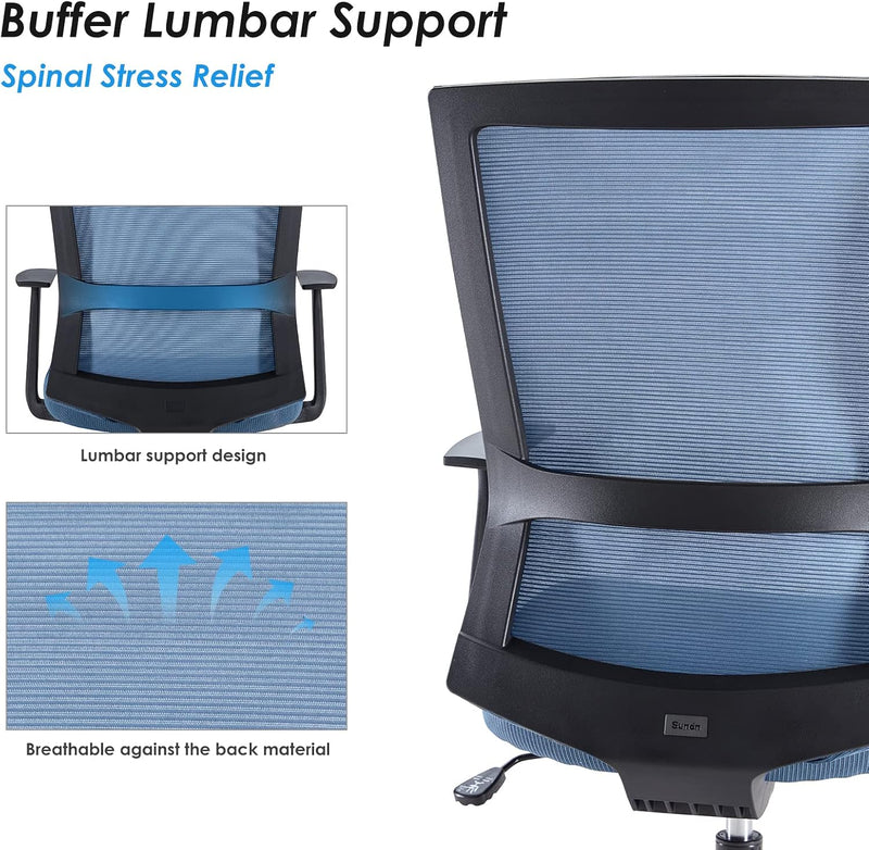 Ergonomic Office Chair Mesh Mid-Back Desk with Lumbar