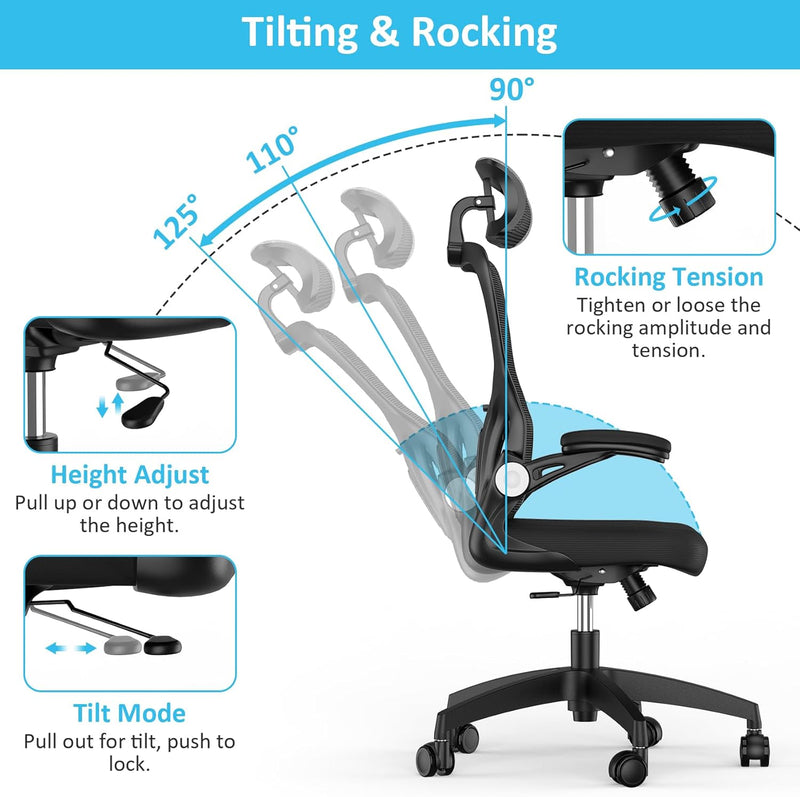 Ergonomic Office Chair with Adjustable Headrest and Lumbar