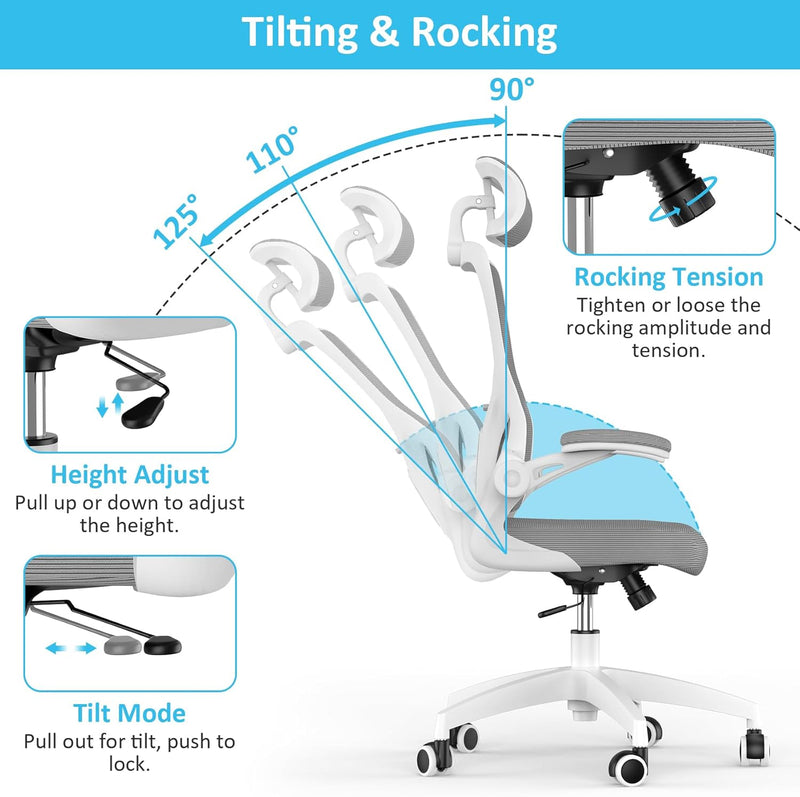 Ergonomic Office Chair with Adjustable Headrest and Lumbar