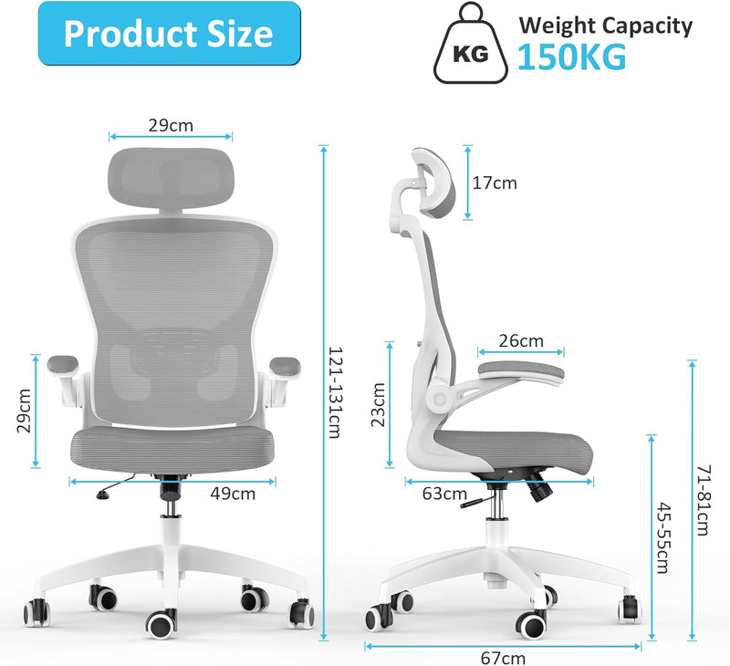 Ergonomic Office Chair with Adjustable Headrest and Lumbar