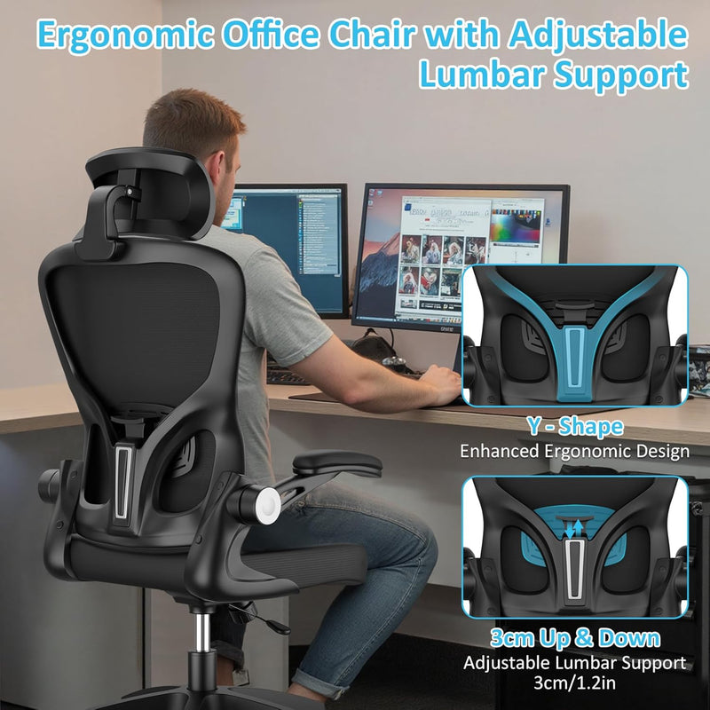Ergonomic Office Chair with Adjustable Headrest and Lumbar