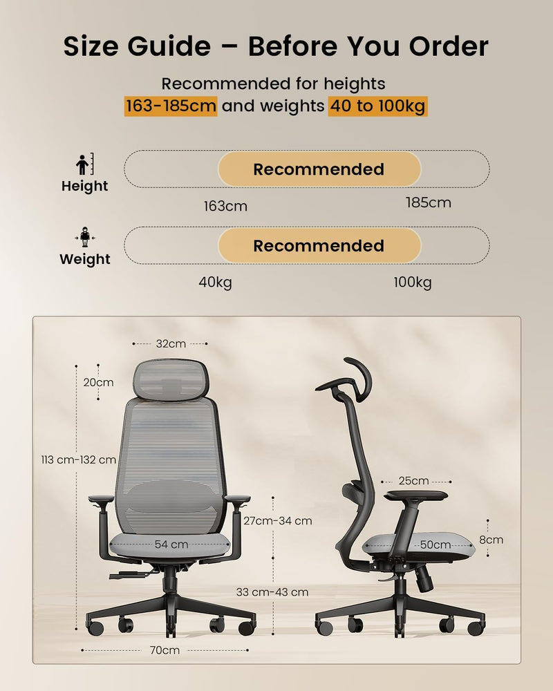 Ergonomic Office Chair with Adjustable Seat Depth
