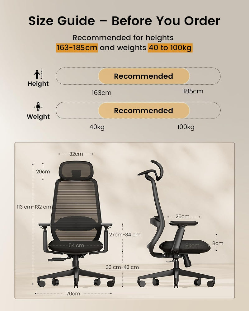 Ergonomic Office Chair with Adjustable Seat Depth