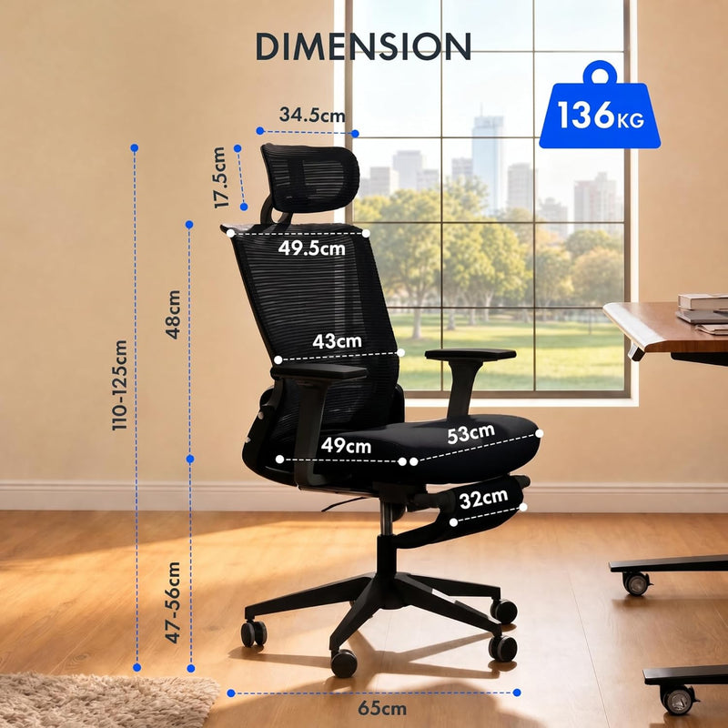 Ergonomic Office Chair with Foldable Backrest Folding Desk