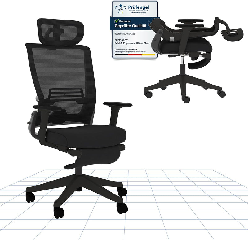 Ergonomic Office Chair with Foldable Backrest Folding Desk