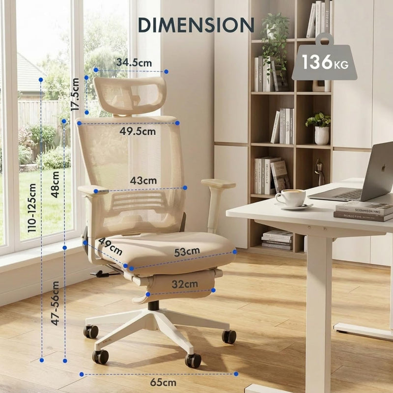 Ergonomic Office Chair with Foldable Backrest Folding Desk