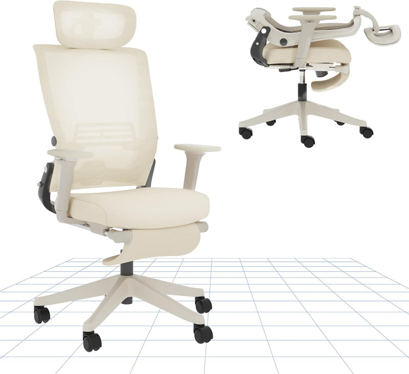 Ergonomic Office Chair with Foldable Backrest Folding Desk