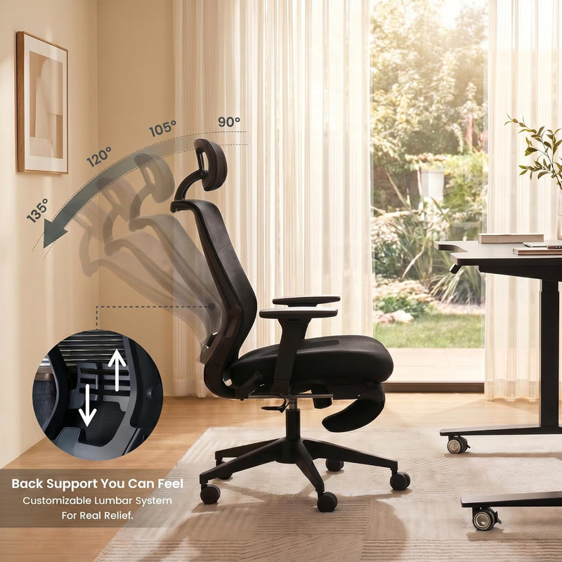 Ergonomic Office Chair with Foldable Backrest Folding Desk