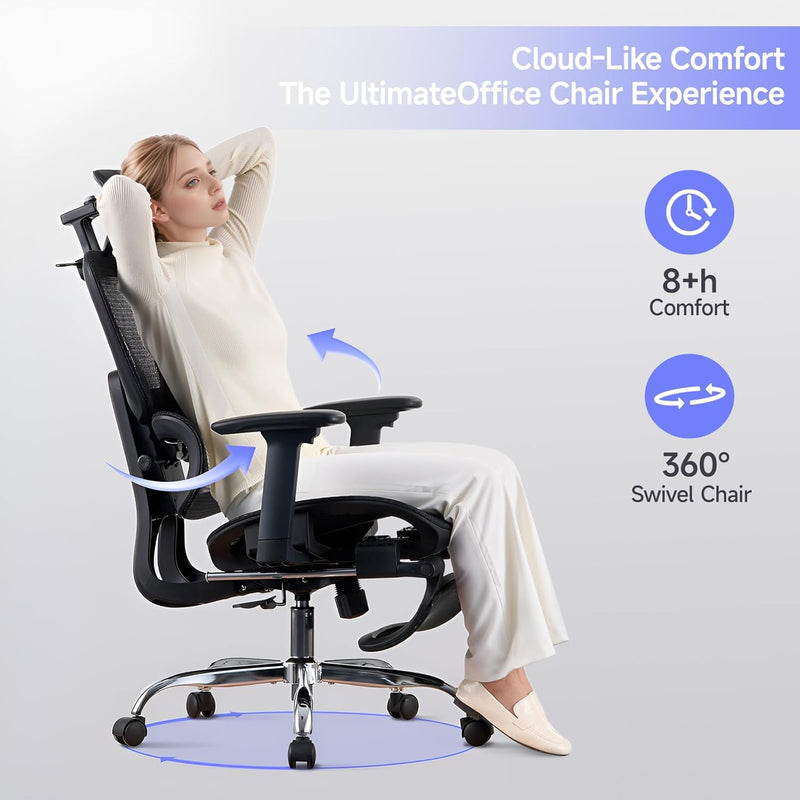 Ergonomic Office Chair with Footrest 5-Level Height Adjustable
