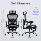 Ergonomic Office Chair with Footrest 5-Level Height Adjustable