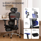 Ergonomic Office Chair with Footrest 5-Level Height Adjustable