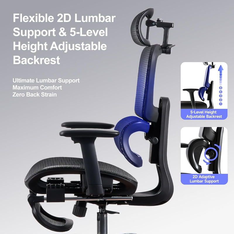 Ergonomic Office Chair with Footrest 5-Level Height Adjustable