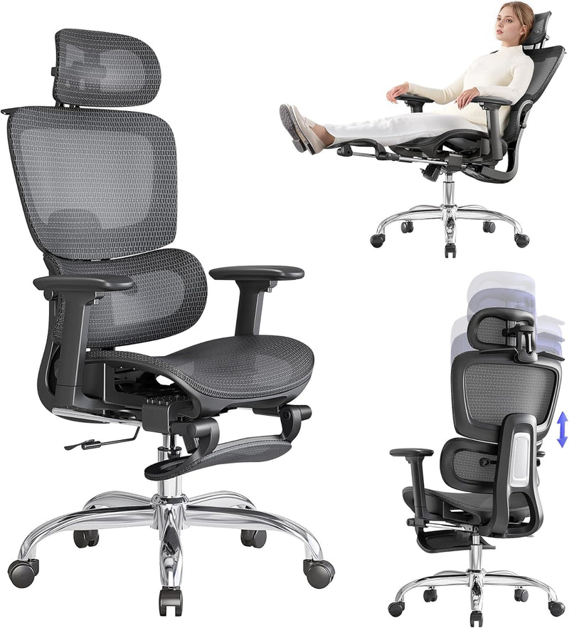 Ergonomic Office Chair with Footrest 5-Level Height Adjustable