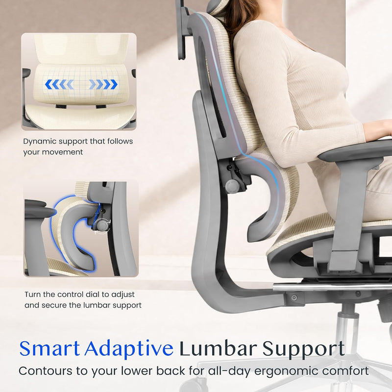 Ergonomic Office Chair with Footrest 5d Lumbar Support