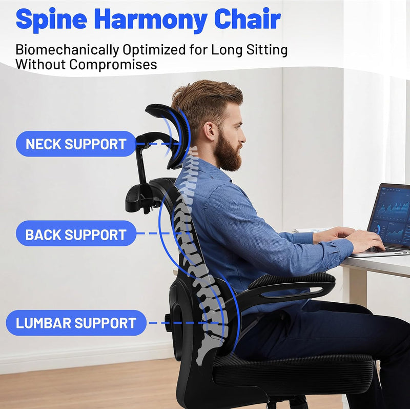 Ergonomic Office Chair with Headrest Lumbar Support