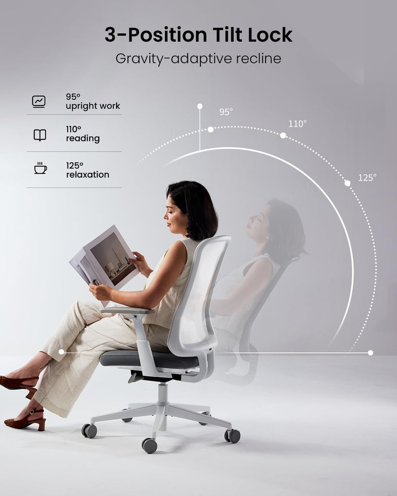 Ergonomic Office Desk Chair with Sliding Seat Depth