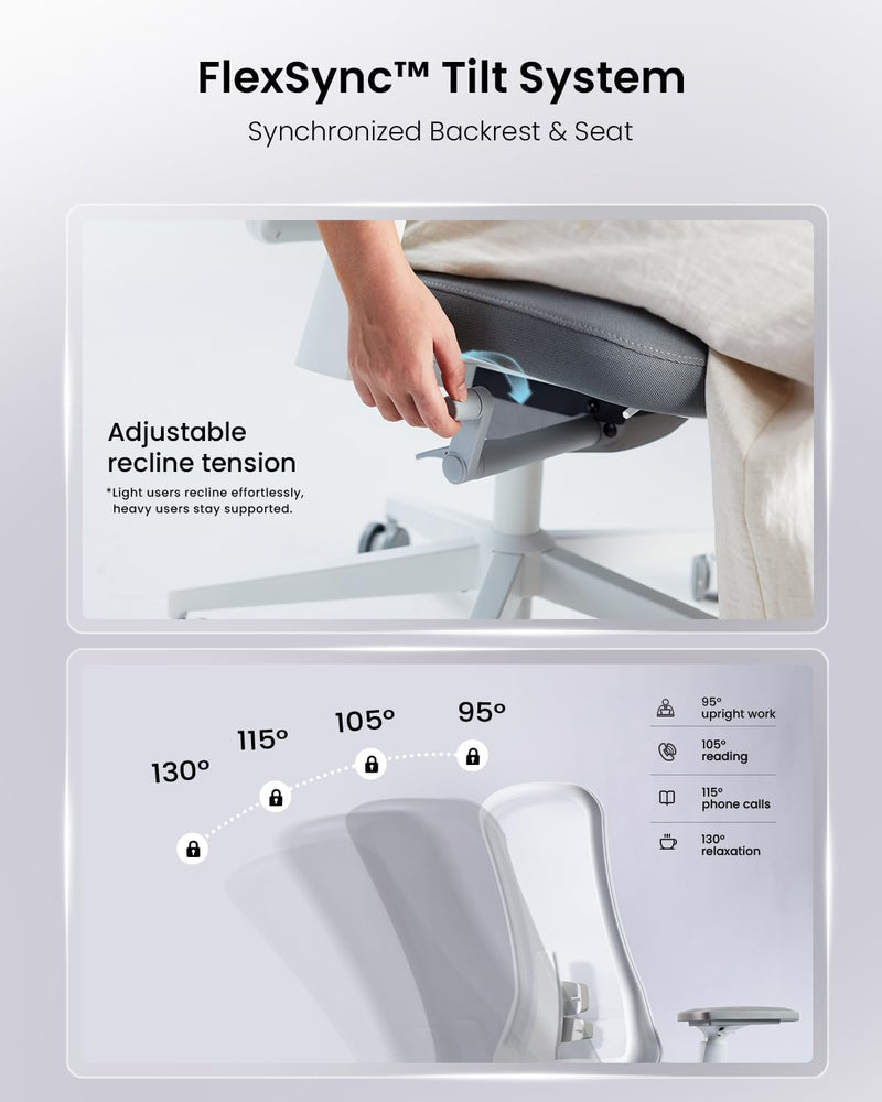 Ergonomic Office Desk Chair with Sliding Seat Depth