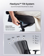 Ergonomic Office Desk Chair with Sliding Seat Depth