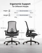 Ergonomic Office Desk Chair with Sliding Seat Depth