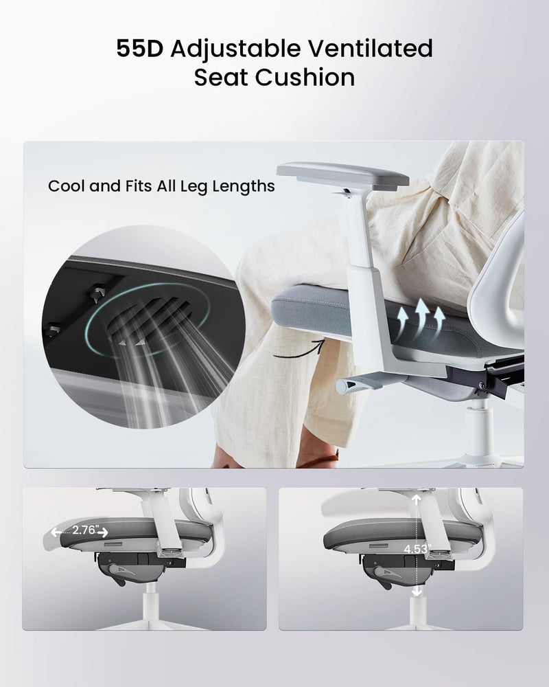Ergonomic Office Desk Chair with Sliding Seat Depth