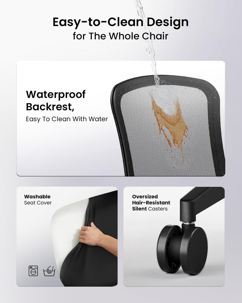 Ergonomic Office Desk Chair with Sliding Seat Depth