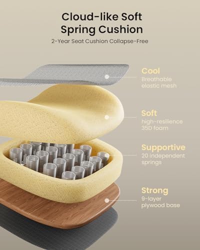 Ergonomic Office Desk Chair with 10CM Spring Cushion