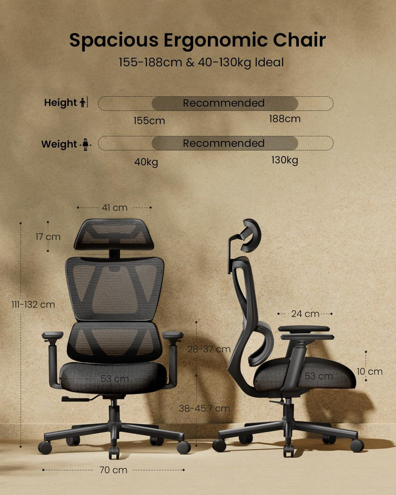 Ergonomic Office Desk Chair with 10CM Spring Cushion