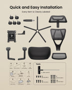 Ergonomic Office Desk Chair with 10CM Spring Cushion