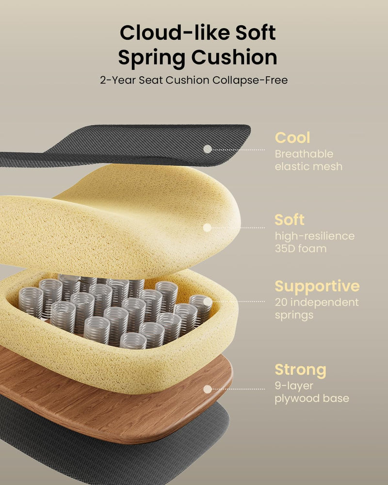 Ergonomic Office Desk Chair with 10CM Spring Cushion
