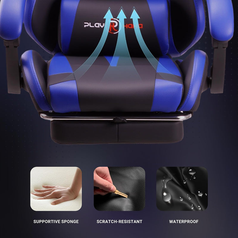Ergonomic Reclining Seat with Footrest Adjustable Headrest