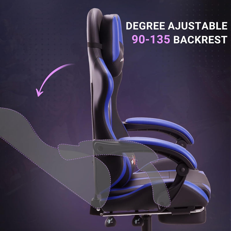 Ergonomic Reclining Seat with Footrest Adjustable Headrest