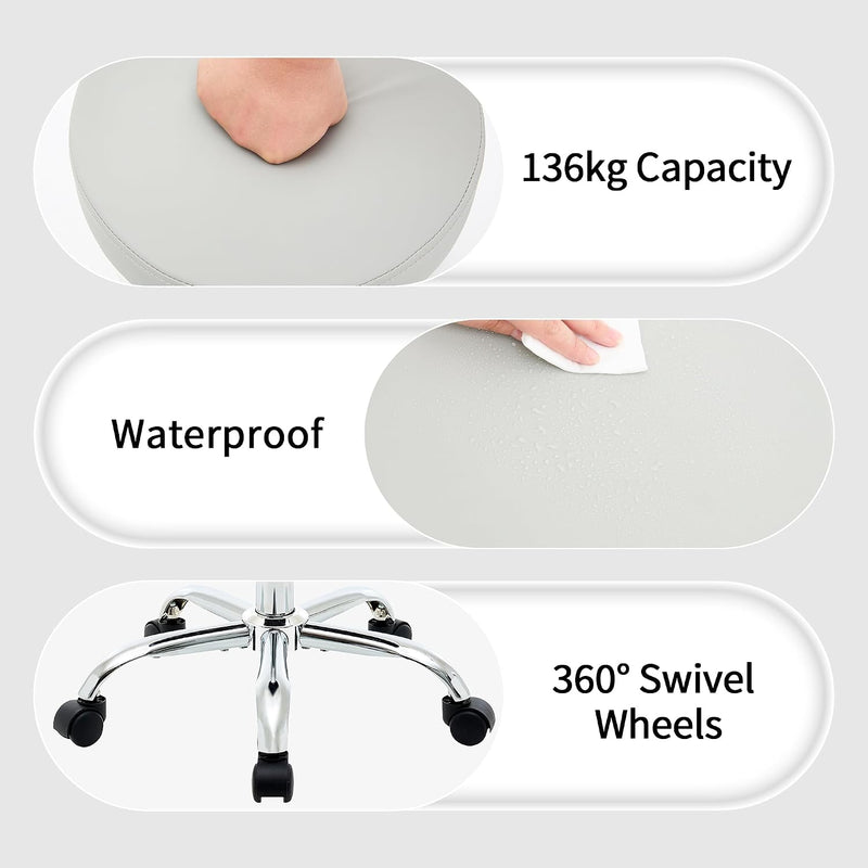 Ergonomic Rolling Office Stool Chair with Backrest Swivel