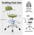 Ergonomic Rolling Office Stool Chair with Backrest Swivel