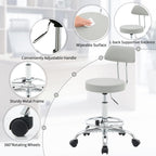 Ergonomic Rolling Office Stool Chair with Backrest Swivel