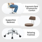 Ergonomic Rolling Office Stool Chair with Backrest Swivel