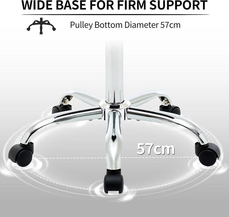 Ergonomic Rolling Office Stool Chair with Backrest Swivel