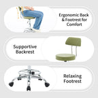 Ergonomic Rolling Office Stool Chair with Backrest Swivel