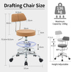 Ergonomic Rolling Office Stool Chair with Backrest Swivel