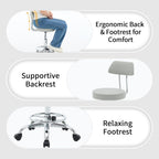 Ergonomic Rolling Office Stool Chair with Backrest Swivel