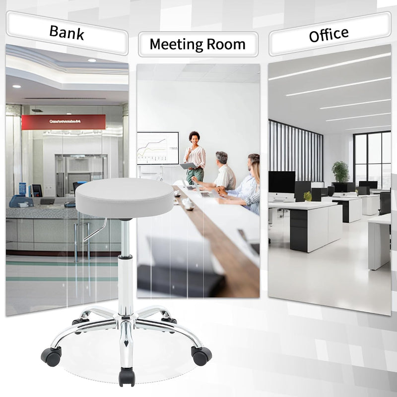 Ergonomic Rolling Office Stool Chair with Backrest Swivel