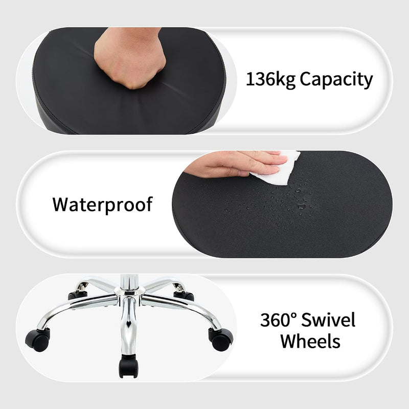 Ergonomic Rolling Office Stool Chair with Backrest Swivel