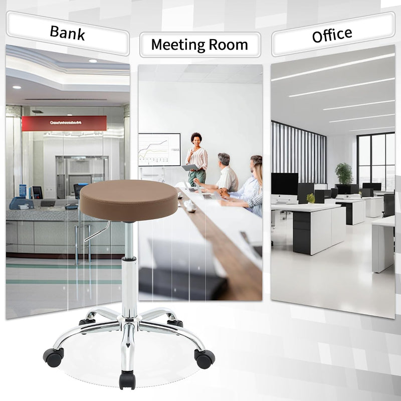 Ergonomic Rolling Office Stool Chair with Backrest Swivel
