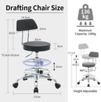 Ergonomic Rolling Office Stool Chair with Backrest Swivel