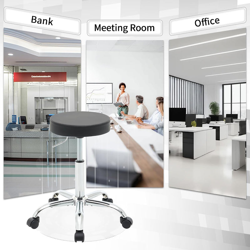 Ergonomic Rolling Office Stool Chair with Backrest Swivel