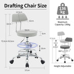 Ergonomic Rolling Office Stool Chair with Backrest Swivel