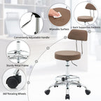 Ergonomic Rolling Office Stool Chair with Backrest Swivel