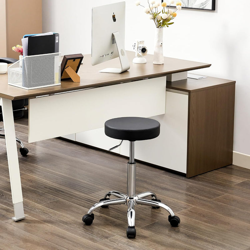 Ergonomic Rolling Office Stool Chair with Backrest Swivel