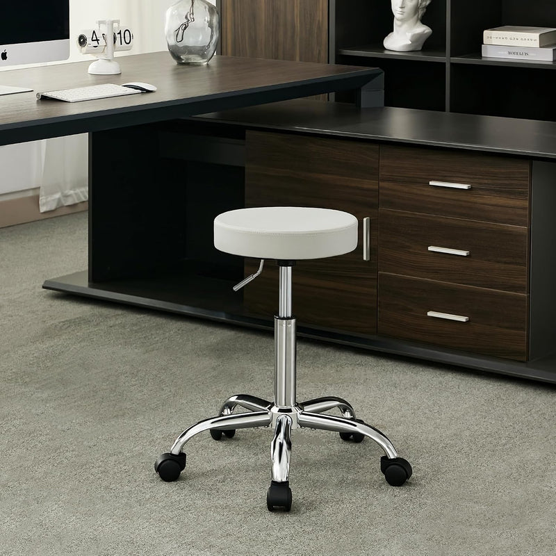 Ergonomic Rolling Office Stool Chair with Backrest Swivel