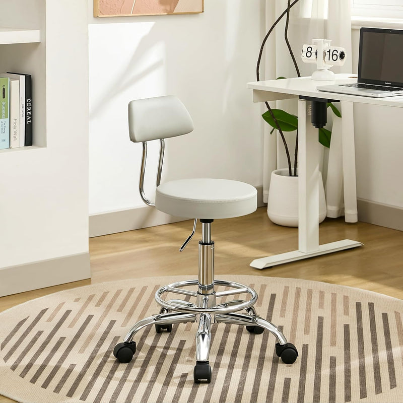 Ergonomic Rolling Office Stool Chair with Backrest Swivel