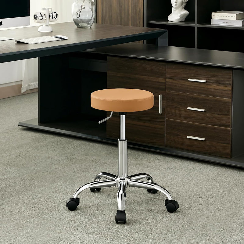 Ergonomic Rolling Office Stool Chair with Backrest Swivel